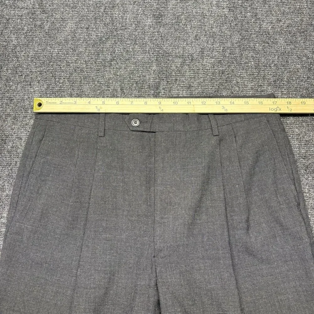 Deansgate Tailors Row Mens Gray 100% Worsted Wool Pleated Dress Pants 36x32